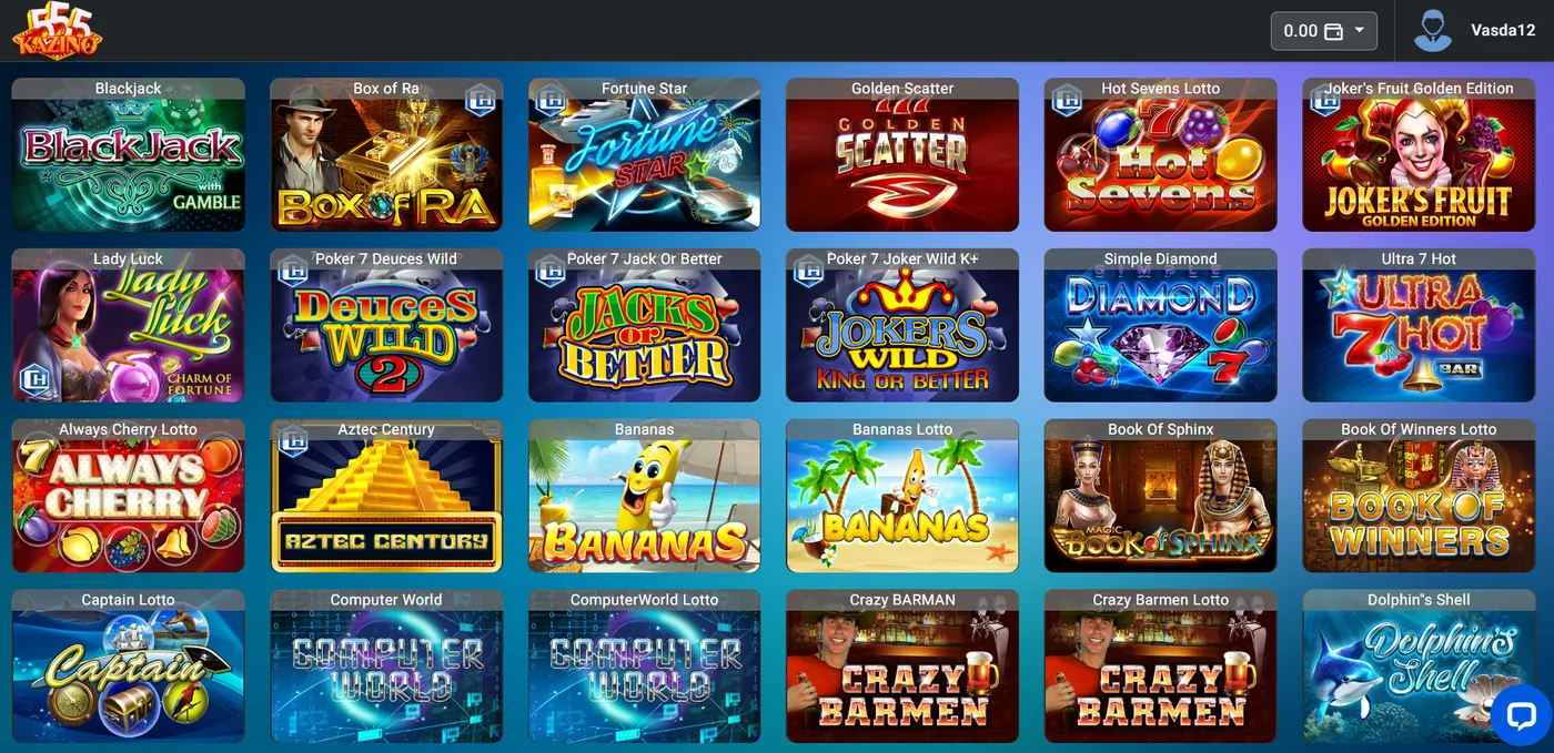Kazino 555-də oyunlar